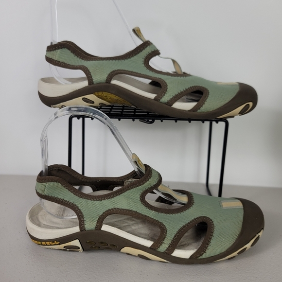 Merrell Sol Olive Womens Green Walking Slip on Open Heel Sandals Shoes Sz 7 - Picture 2 of 8